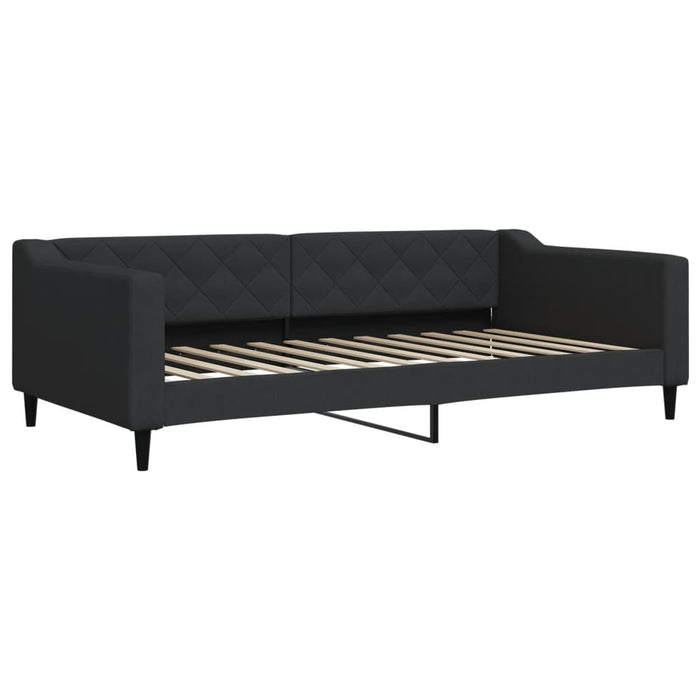 Tagesbett Ausziehbar mit Matratzen Schwarz 100x200 cm Stoff