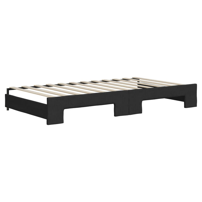 Tagesbett Ausziehbar mit Matratzen Schwarz 100x200 cm Stoff