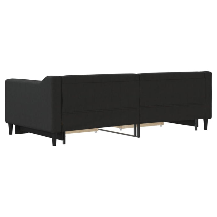Tagesbett Ausziehbar mit Schubladen Schwarz 90x190 cm Stoff