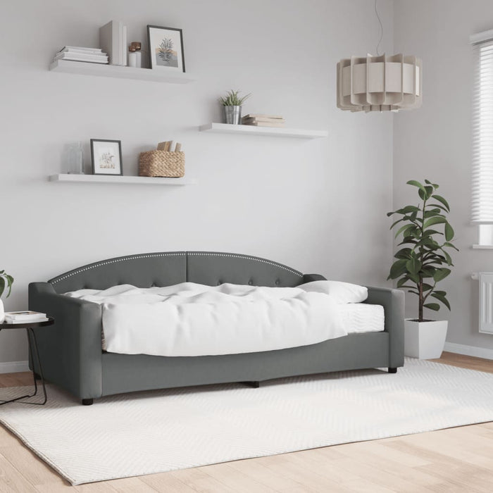Tagesbett mit Matratze Dunkelgrau 90x190 cm Stoff