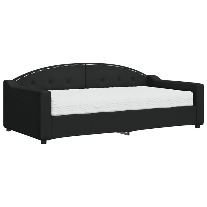 Tagesbett mit Matratze Schwarz 90x190 cm Stoff