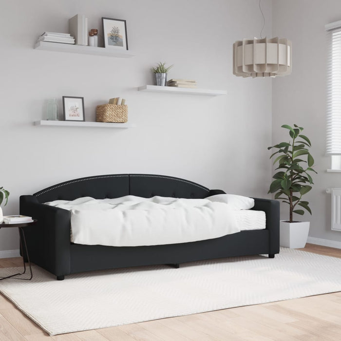 Tagesbett mit Matratze Schwarz 90x190 cm Stoff