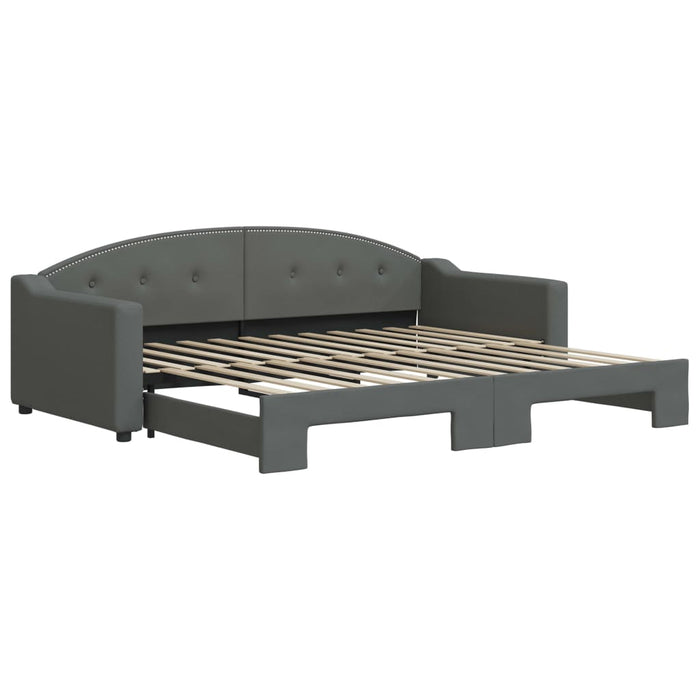 Tagesbett Ausziehbar Dunkelgrau 90x200 cm Stoff