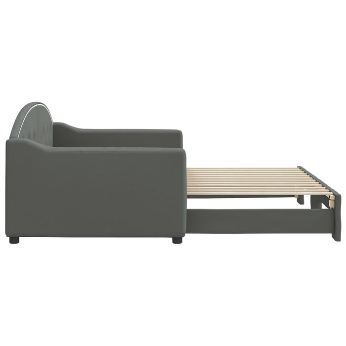 Tagesbett Ausziehbar Dunkelgrau 90x200 cm Stoff