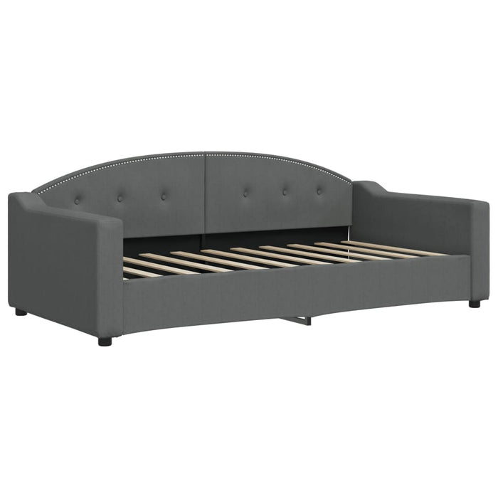 Tagesbett Ausziehbar mit Matratzen Dunkelgrau 90x190 cm Stoff