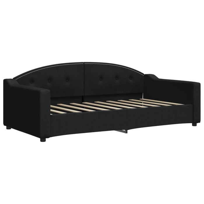 Tagesbett Ausziehbar mit Matratzen Schwarz 90x190 cm Stoff