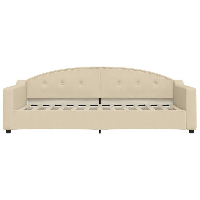 Tagesbett Ausziehbar mit Schubladen Creme 90x200 cm Stoff
