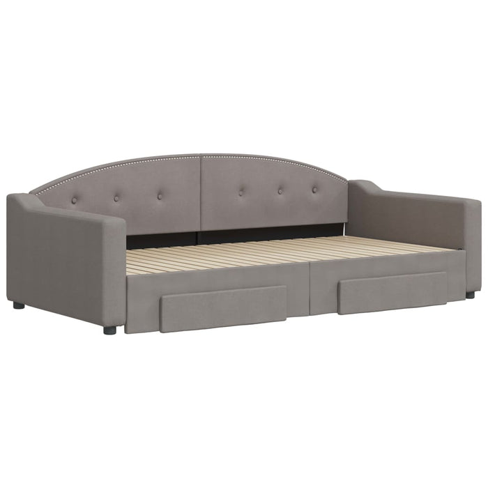 Tagesbett Ausziehbar mit Schubladen Taupe 100x200 cm Stoff