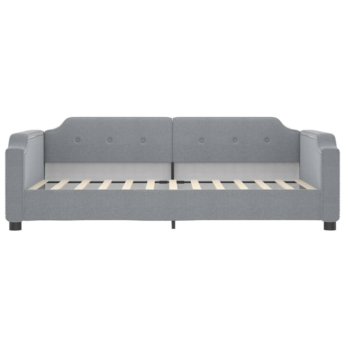 Tagesbett Ausziehbar Hellgrau 90x200 cm Stoff