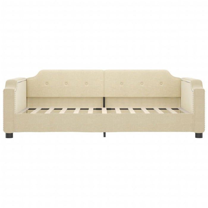 Tagesbett Ausziehbar Creme 90x200 cm Stoff