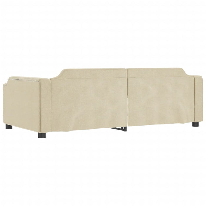 Tagesbett Ausziehbar Creme 90x200 cm Stoff