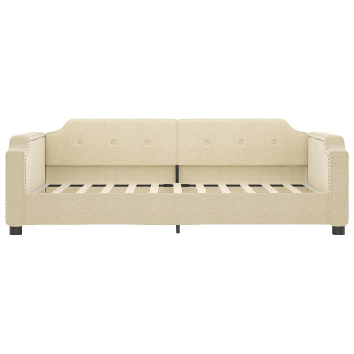 Tagesbett Ausziehbar Creme 100x200 cm Stoff