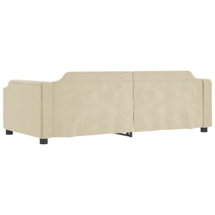 Tagesbett Ausziehbar Creme 100x200 cm Stoff