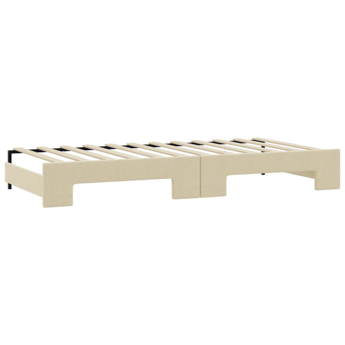 Tagesbett Ausziehbar Creme 100x200 cm Stoff