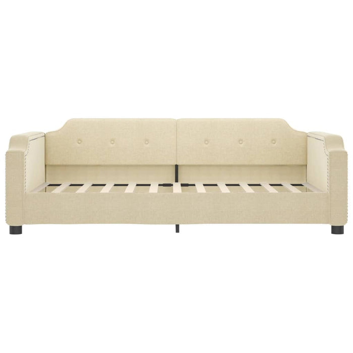 Tagesbett Ausziehbar mit Schubladen Creme 80x200 cm Stoff