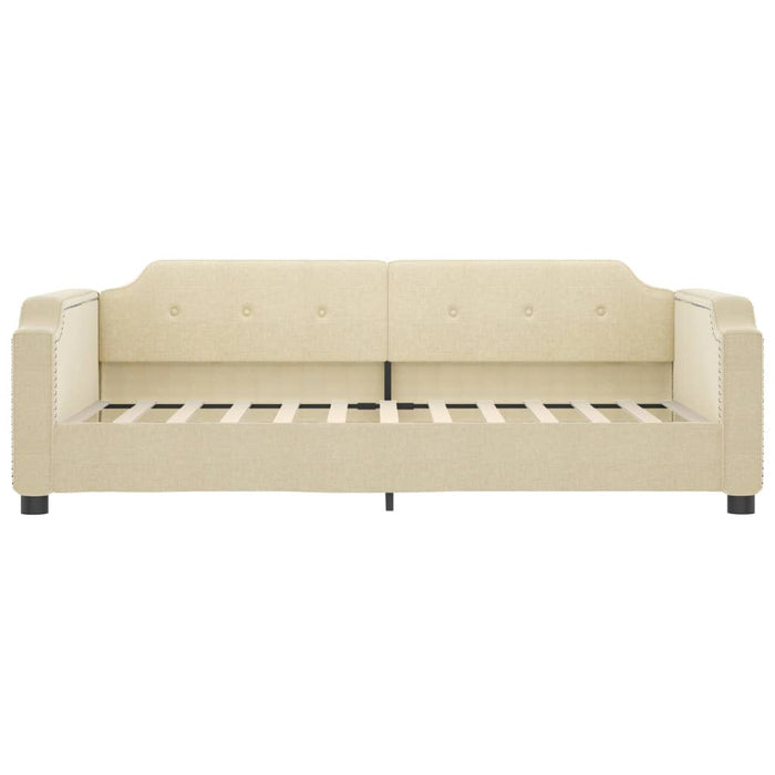 Tagesbett Ausziehbar mit Schubladen Creme 90x200 cm Stoff