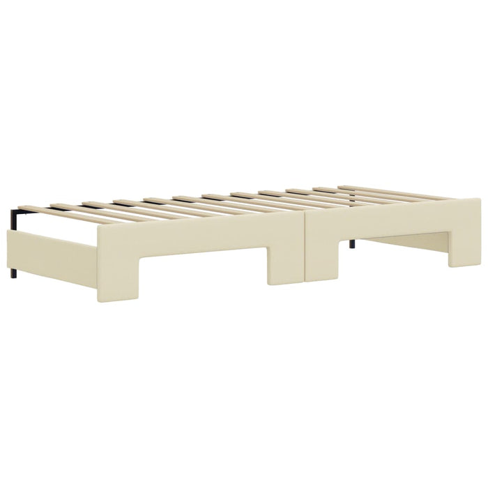 Tagesbett Ausziehbar mit Matratzen Creme 90x200 cm Kunstleder