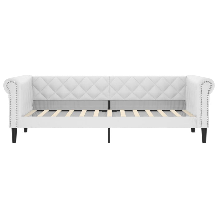 Tagesbett Ausziehbar mit Schubladen Weiß 90x200 cm Kunstleder