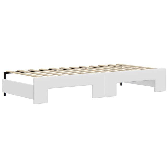 Tagesbett Ausziehbar mit Schubladen Weiß 90x200 cm Kunstleder