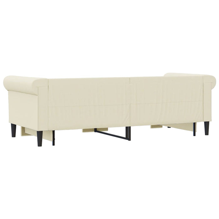 Tagesbett Ausziehbar mit Schubladen Creme 90x200 cm Kunstleder