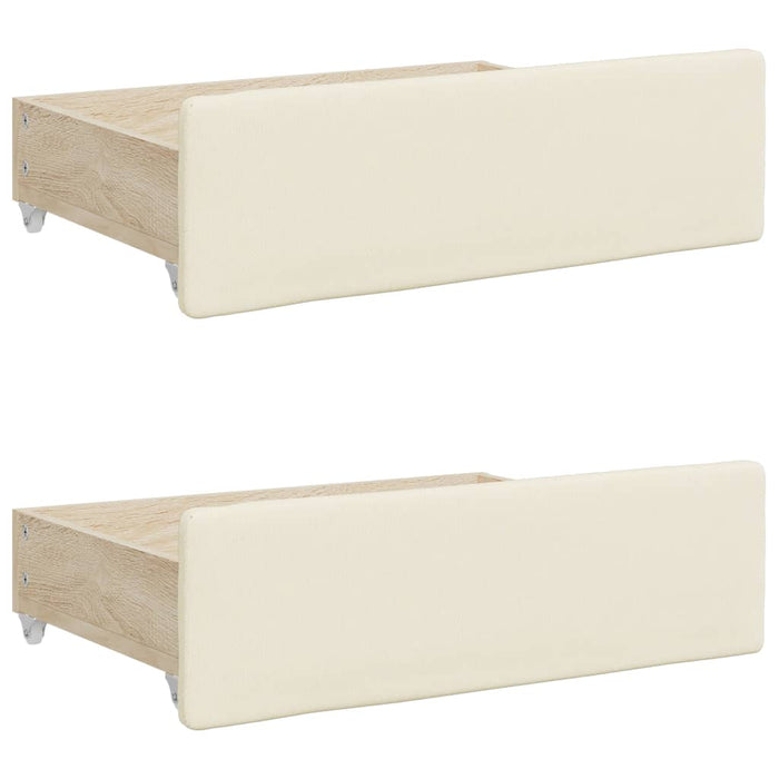 Tagesbett Ausziehbar mit Schubladen Creme 90x200 cm Kunstleder