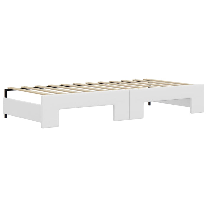 Tagesbett Ausziehbar mit Schubladen Weiß 90x200 cm Kunstleder