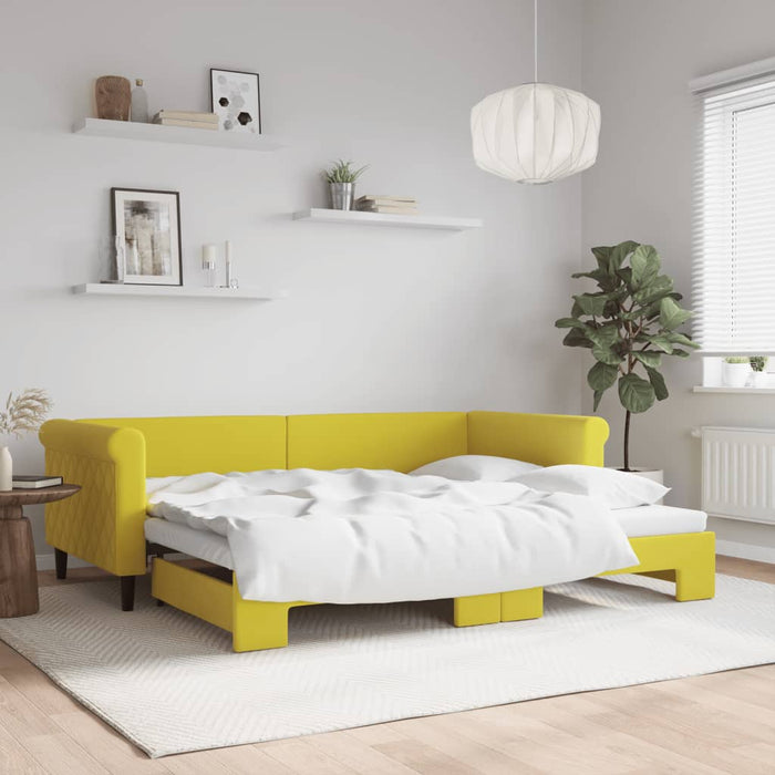 Tagesbett Ausziehbar Gelb 90x200 cm Samt