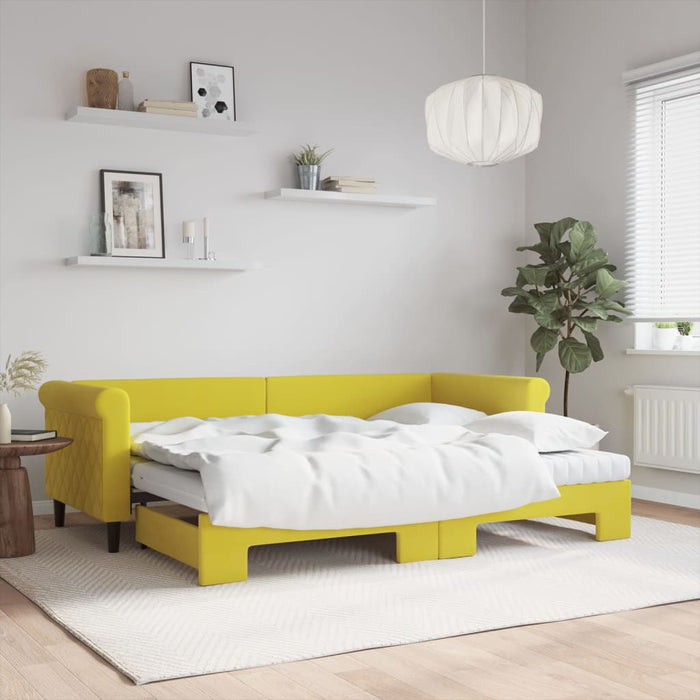 Tagesbett Ausziehbar mit Matratzen Gelb 80x200 cm Samt