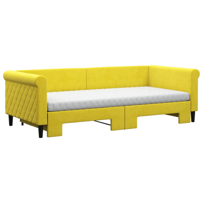 Tagesbett Ausziehbar mit Matratzen Gelb 90x200 cm Samt