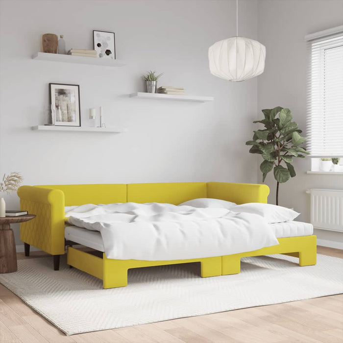 Tagesbett Ausziehbar mit Matratzen Gelb 90x200 cm Samt