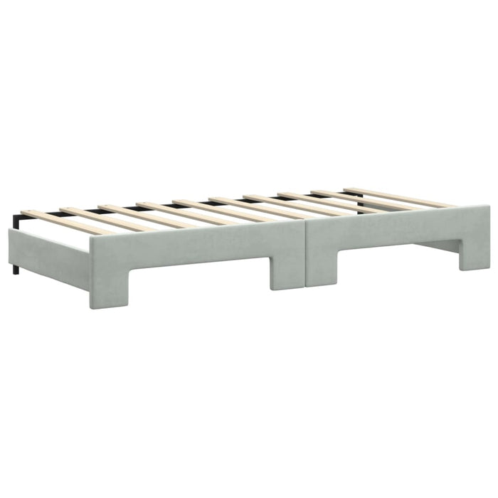 Tagesbett Ausziehbar mit Matratzen Hellgrau 90x190 cm Samt