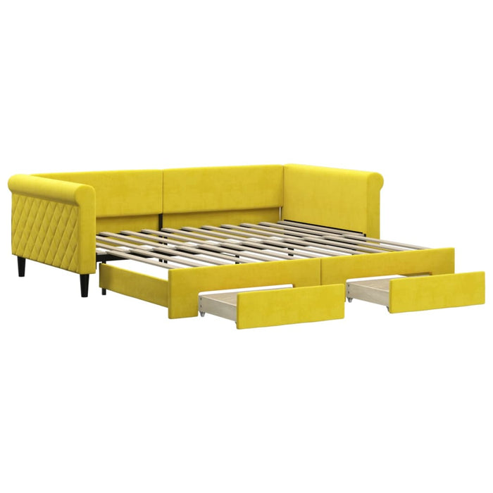 Tagesbett Ausziehbar mit Schubladen Gelb 100x200 cm Samt