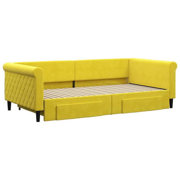 Tagesbett Ausziehbar mit Schubladen Gelb 100x200 cm Samt