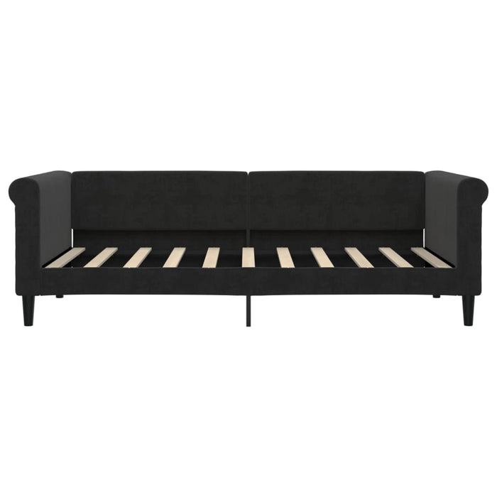 Tagesbett Ausziehbar mit Schubladen Schwarz 90x190 cm Samt