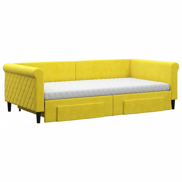Tagesbett Ausziehbar mit Schubladen Gelb 100x200 cm Samt