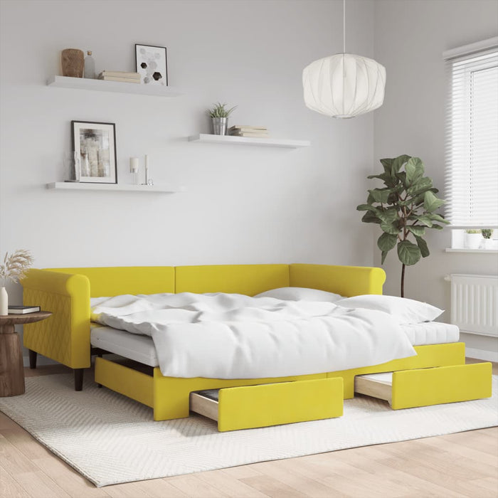 Tagesbett Ausziehbar mit Schubladen Gelb 100x200 cm Samt