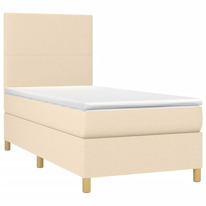 Boxspringbett mit Matratze Creme 90x190 cm Stoff