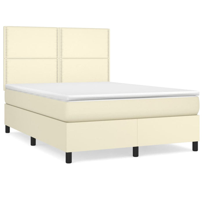 Boxspringbett mit Matratze Creme 140x200 cm Kunstleder