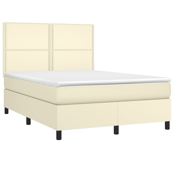 Boxspringbett mit Matratze Creme 140x200 cm Kunstleder