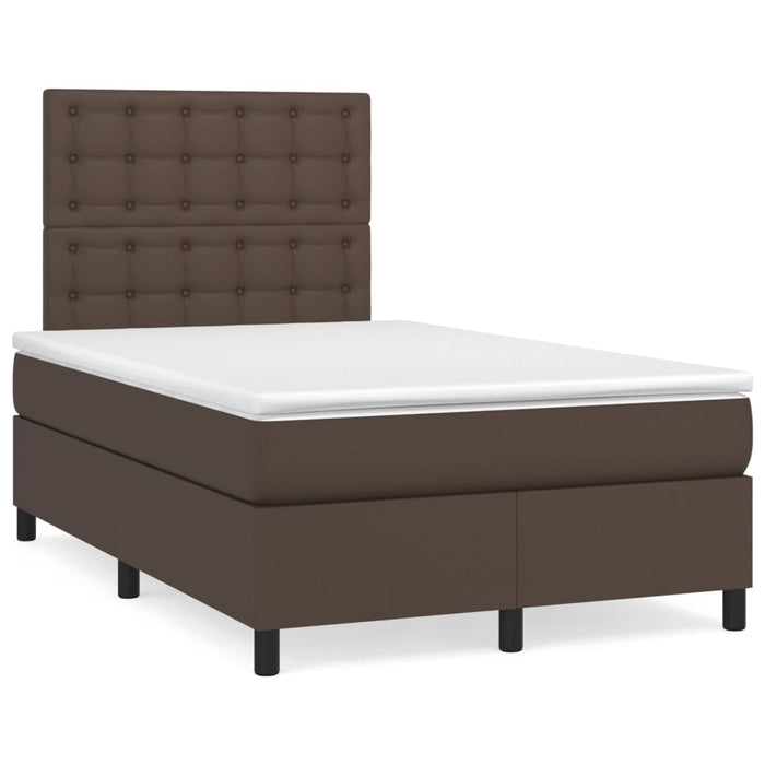 Boxspringbett mit Matratze Braun 120x200 cm Kunstleder