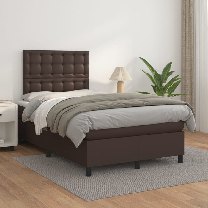 Boxspringbett mit Matratze Braun 120x200 cm Kunstleder