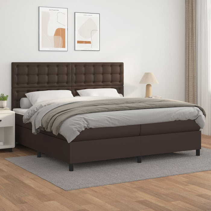 Boxspringbett mit Matratze Braun 200x200 cm Kunstleder