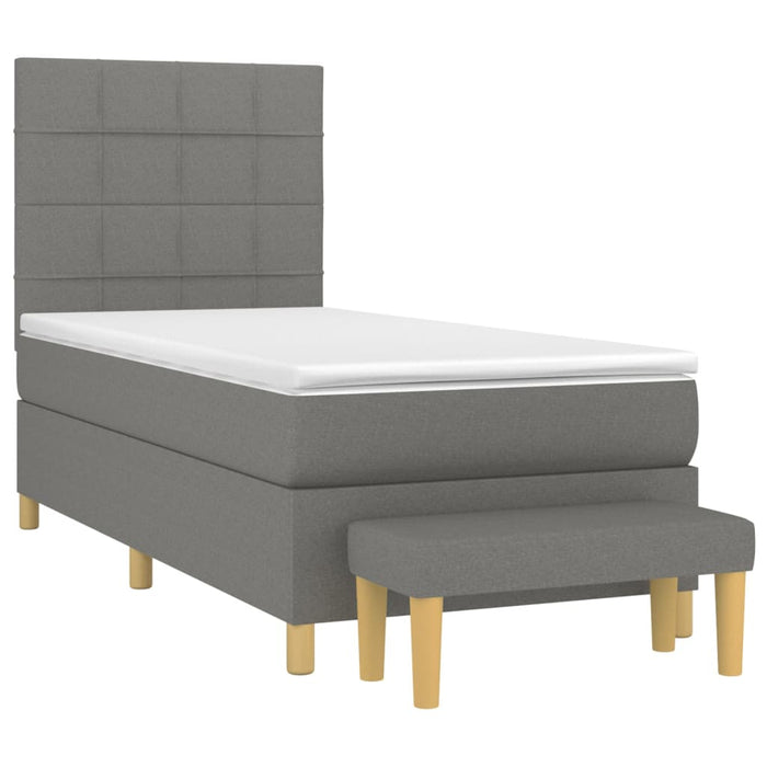 Boxspringbett mit Matratze Dunkelgrau 90x200 cm Stoff