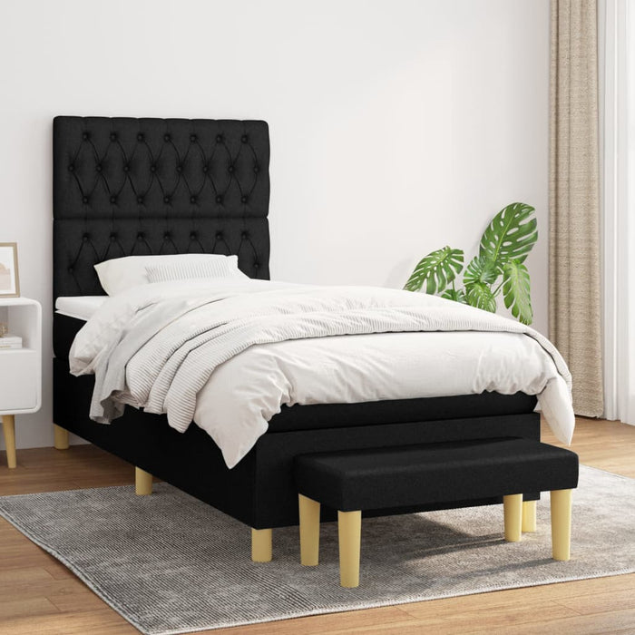 Boxspringbett mit Matratze Schwarz 90x190 cm Stoff