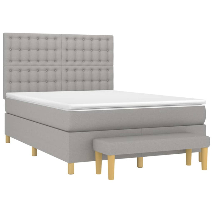 Boxspringbett mit Matratze Hellgrau 140x190 cm Stoff