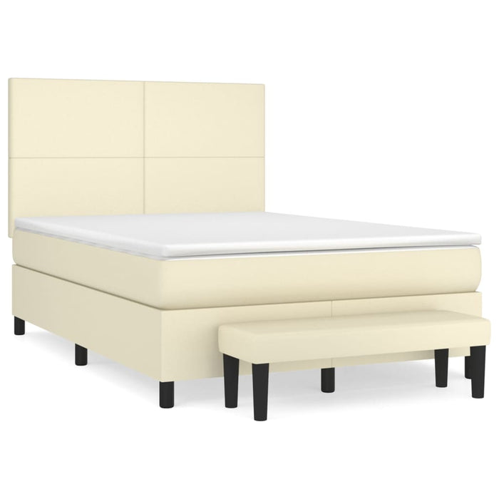 Boxspringbett mit Matratze Creme 140x200 cm Kunstleder