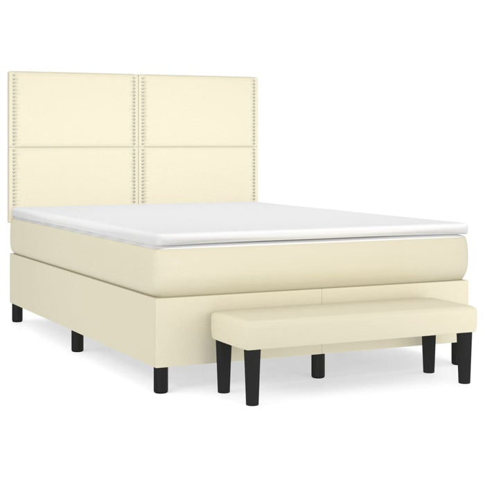 Boxspringbett mit Matratze Creme 140x200 cm Kunstleder