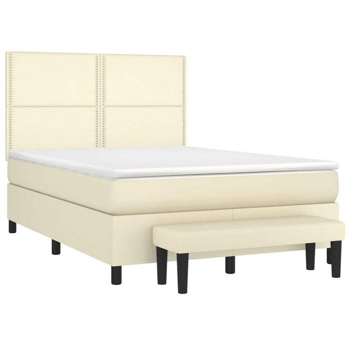 Boxspringbett mit Matratze Creme 140x200 cm Kunstleder