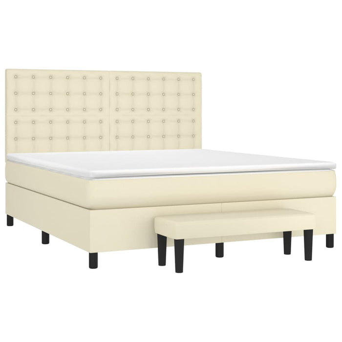 Boxspringbett mit Matratze Creme 160x200 cm Kunstleder