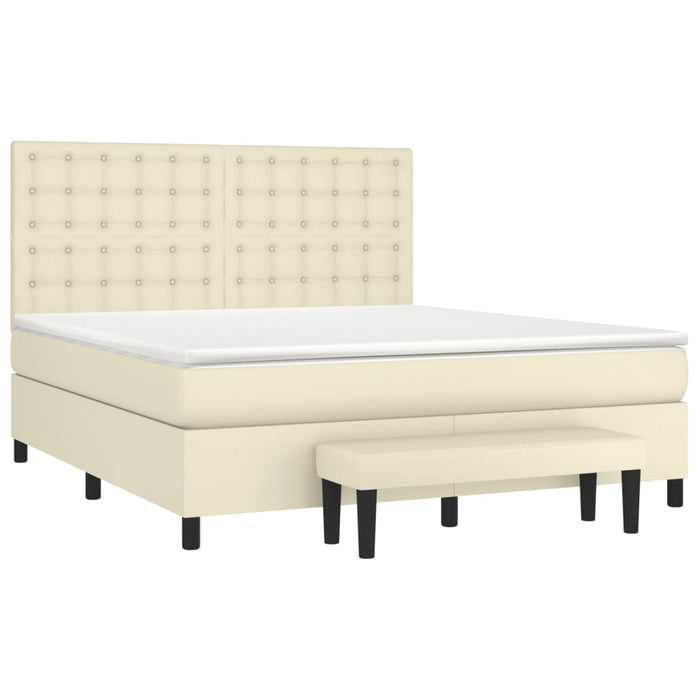 Boxspringbett mit Matratze Creme 180x200 cm Kunstleder